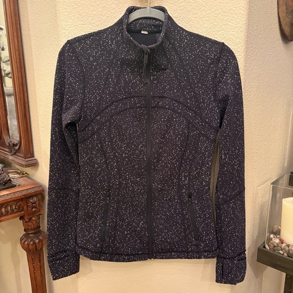 LULULEMON Women Define Black White Speckled Magnetized Jaquard Zip Jacket Size 6 - Picture 1 of 7